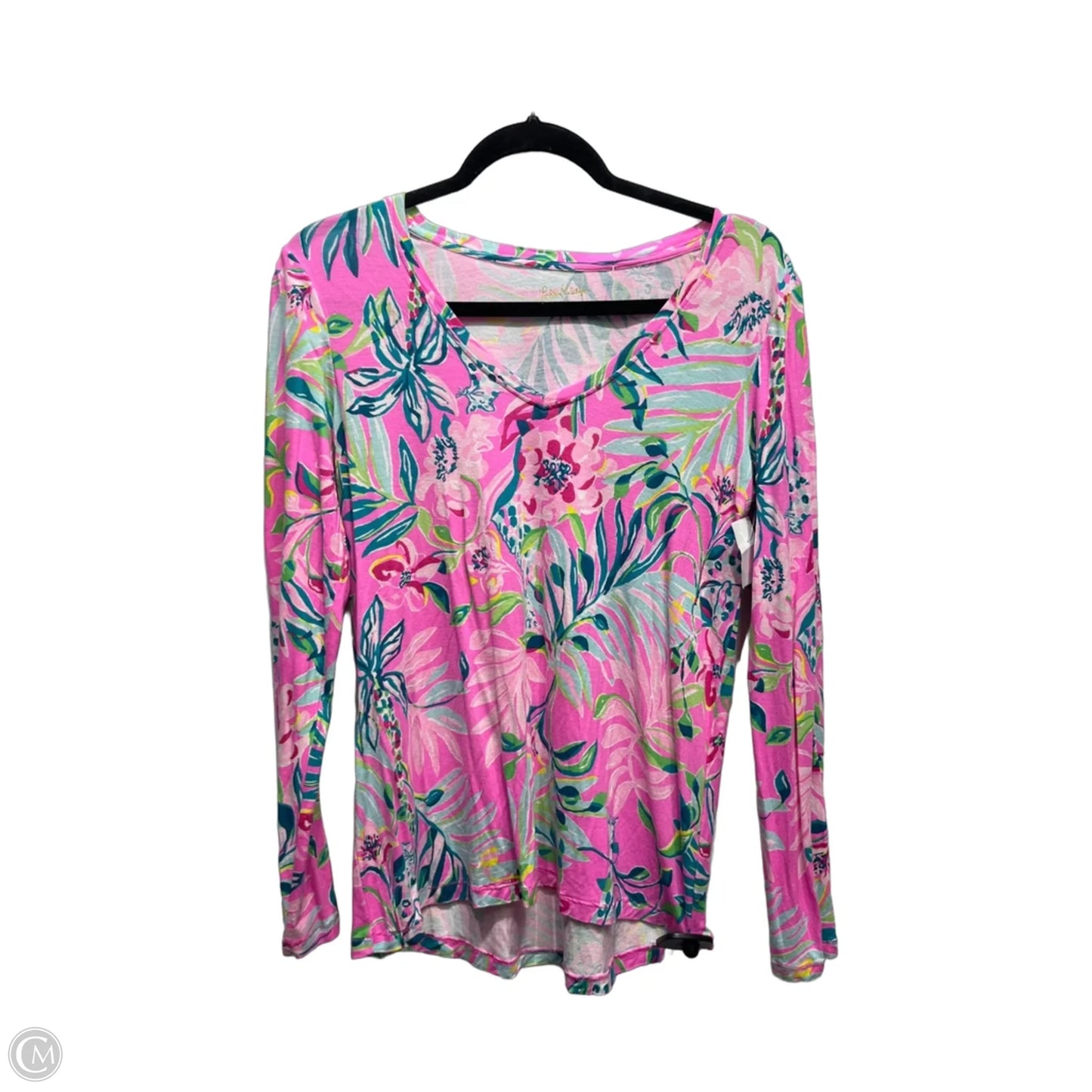 Top Long Sleeve Designer By Lilly Pulitzer In Green & Pink, Size: S