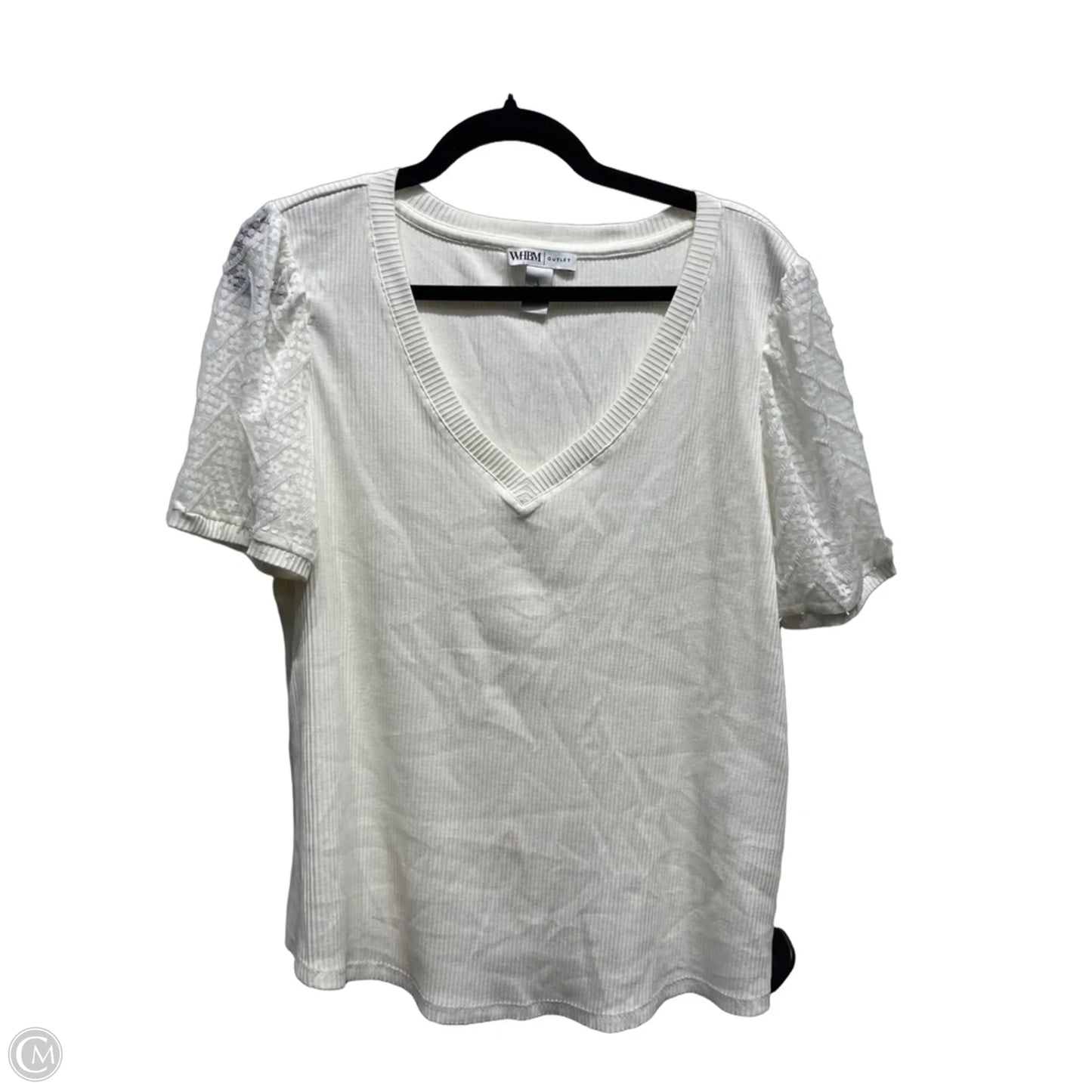 Top Short Sleeve By White House Black Market In Cream, Size: L