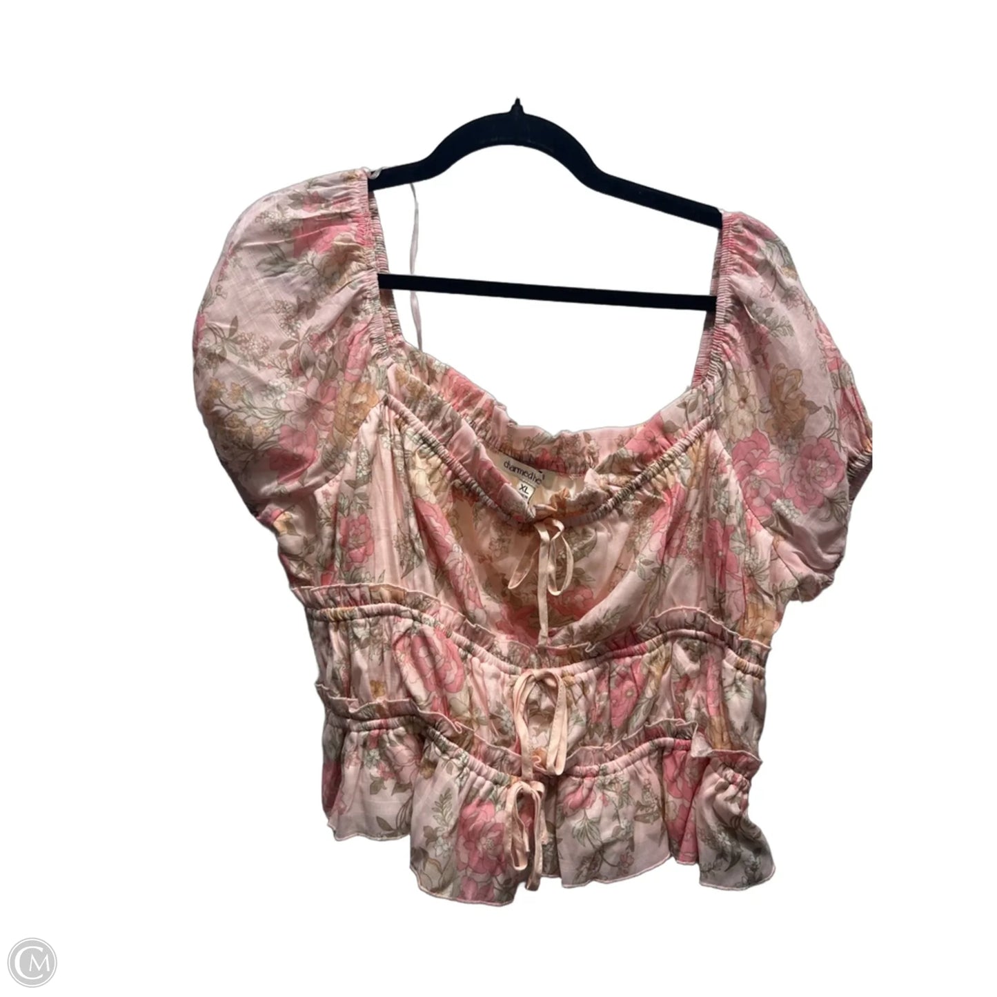 Top Short Sleeve By charmed hearts In Pink, Size: Xl
