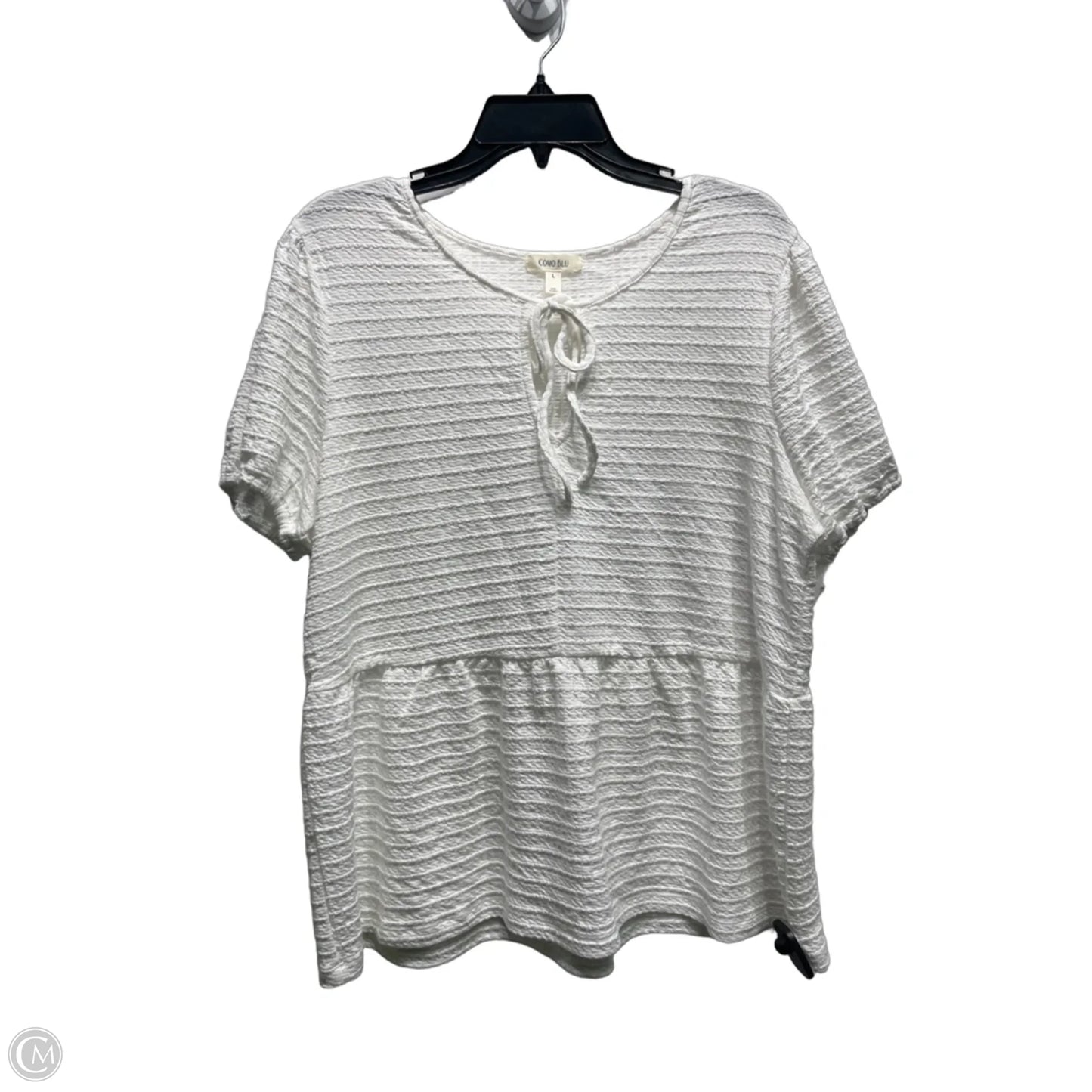 Top Short Sleeve By Como Blu In White, Size: L
