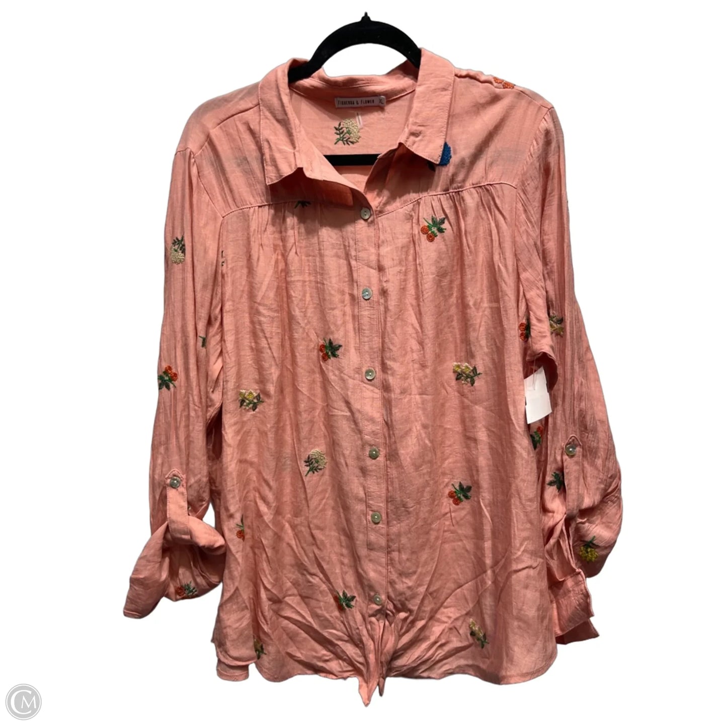Top Long Sleeve By Figuero & Flower In Pink, Size: Xl