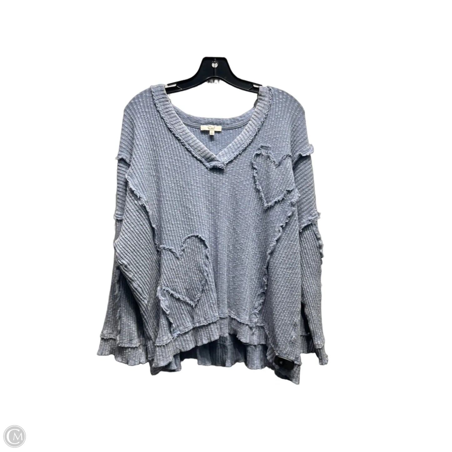 Top Long Sleeve By Easel In Blue, Size: S