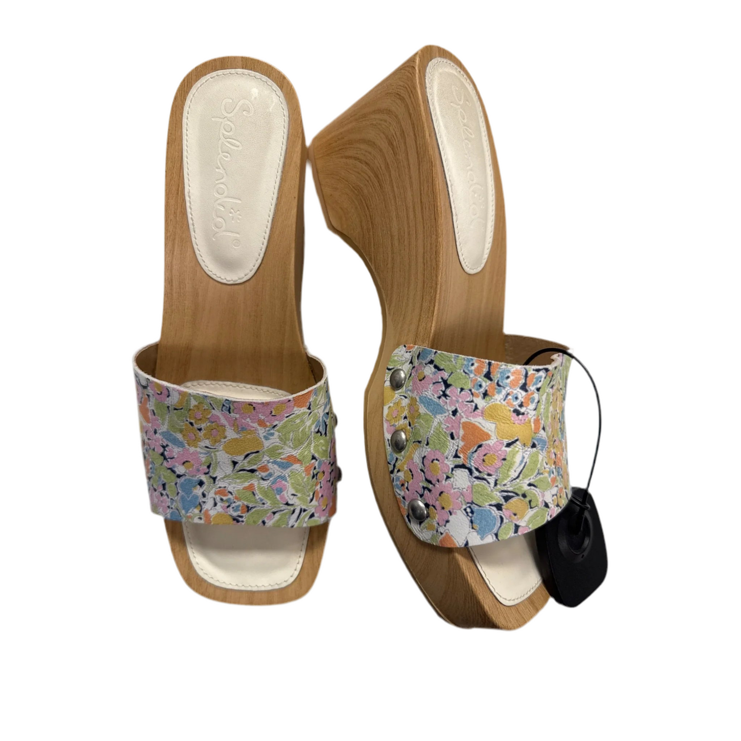 Sandals Heels Block By Splendid In Green & Pink, Size: 7.5