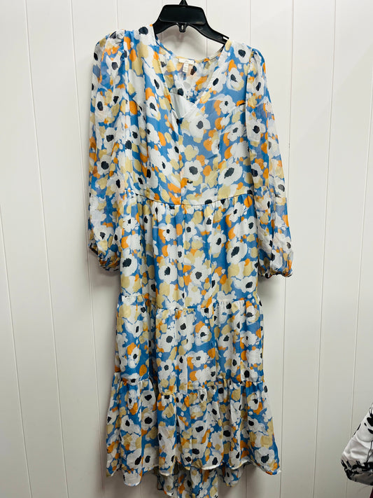 Dress Casual Midi By Joie In Blue & Orange, Size: M