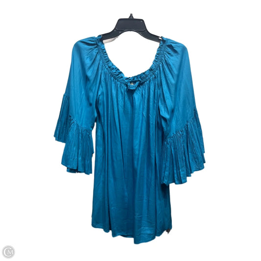 Top 3/4 Sleeve By Elan In Teal, Size: S