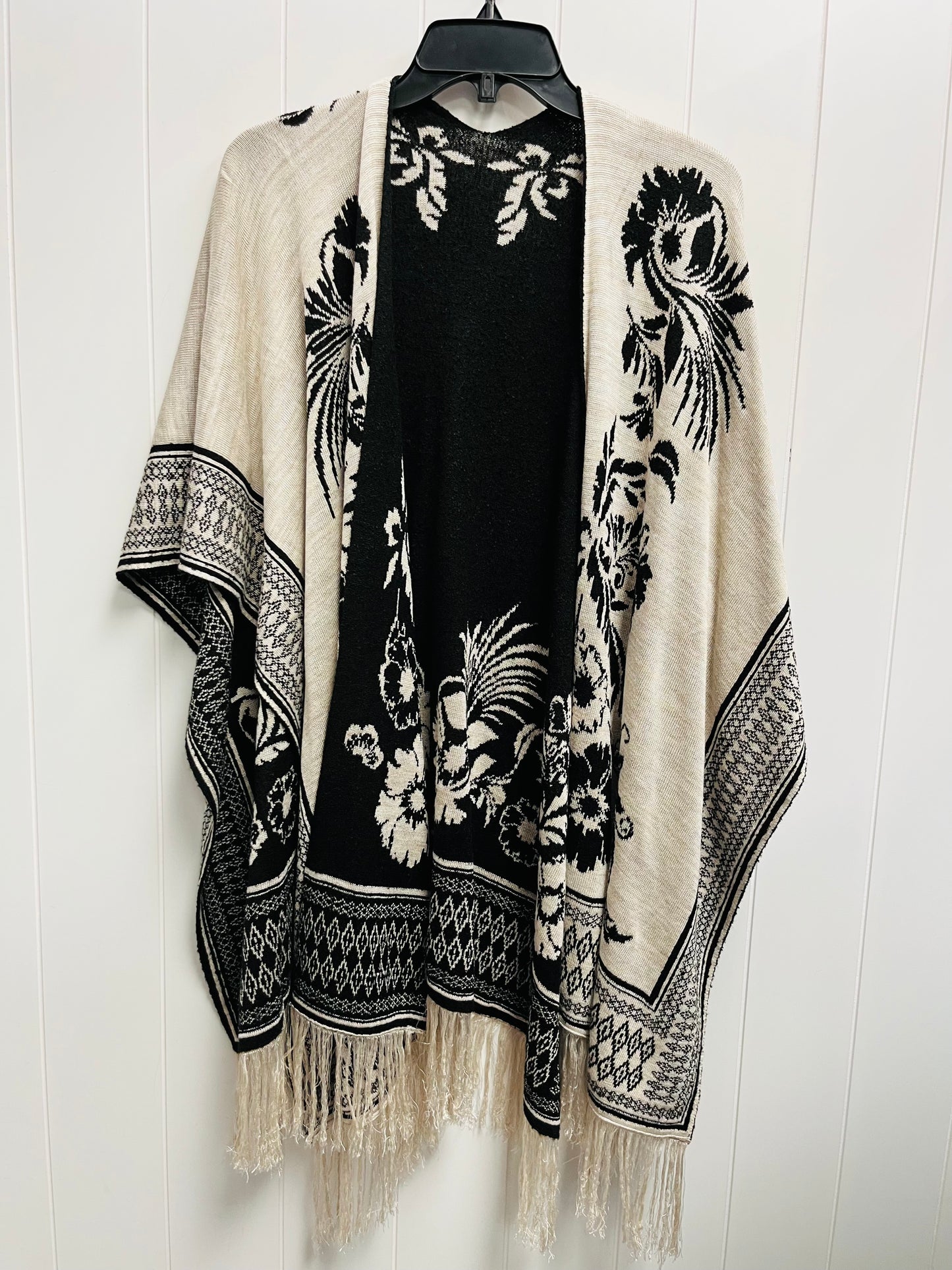 Shawl By Clothes Mentor In Black & Cream, Size: Osfm