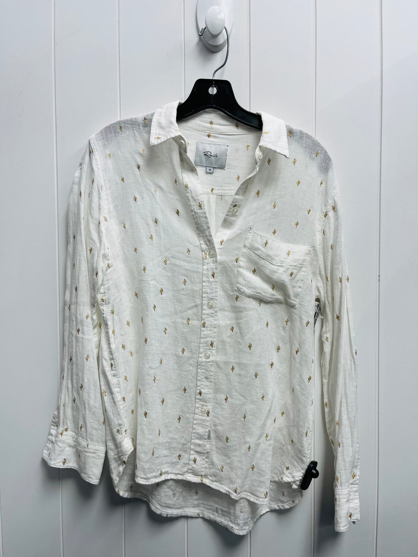 Top Long Sleeve By Rails In Gold & White, Size: Xs