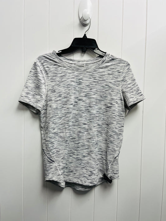 Athletic Top Short Sleeve By Lululemon In Grey & White, Size: S