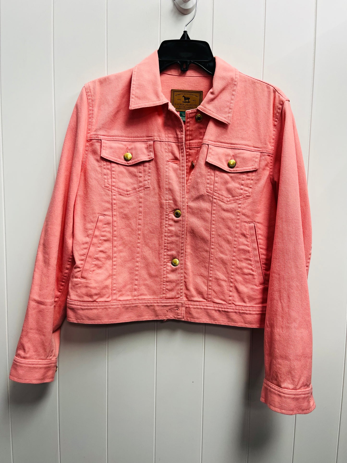 Jacket Denim By Ralph Lauren In Coral, Size: S