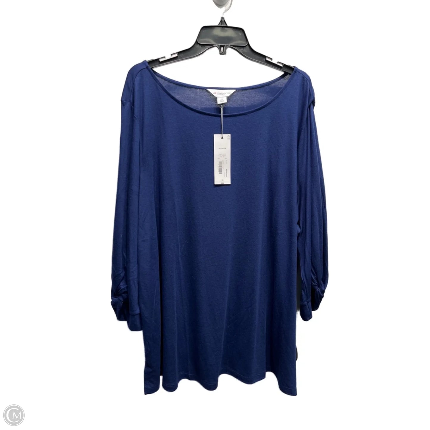 Top Long Sleeve By Liz Claiborne In Navy, Size: 2x