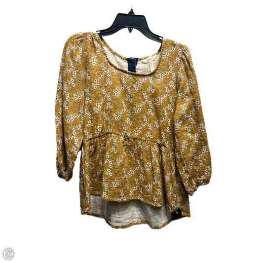 Top Long Sleeve By Matilda Jane In White & Yellow, Size: S