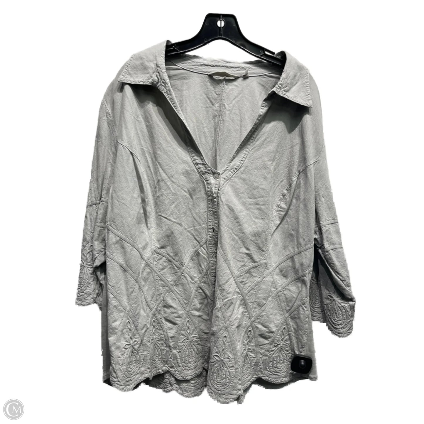 Top Long Sleeve By Soft Surroundings In Grey, Size: 2x