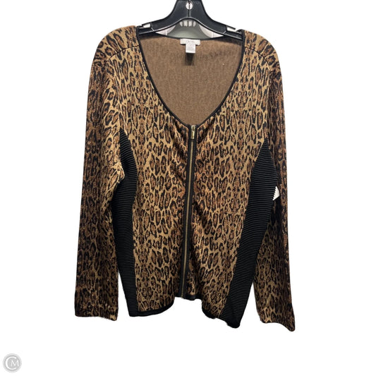 Sweater Cardigan By Cache In Animal Print, Size: Xl