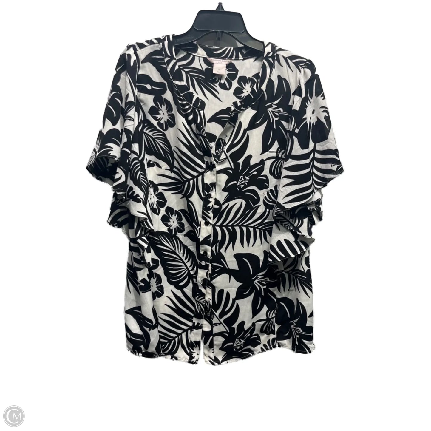 Top Short Sleeve By Allison Daley In Black & White, Size: 1x