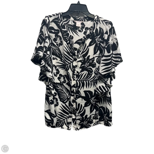 Top Short Sleeve By Allison Daley In Black & White, Size: 1x