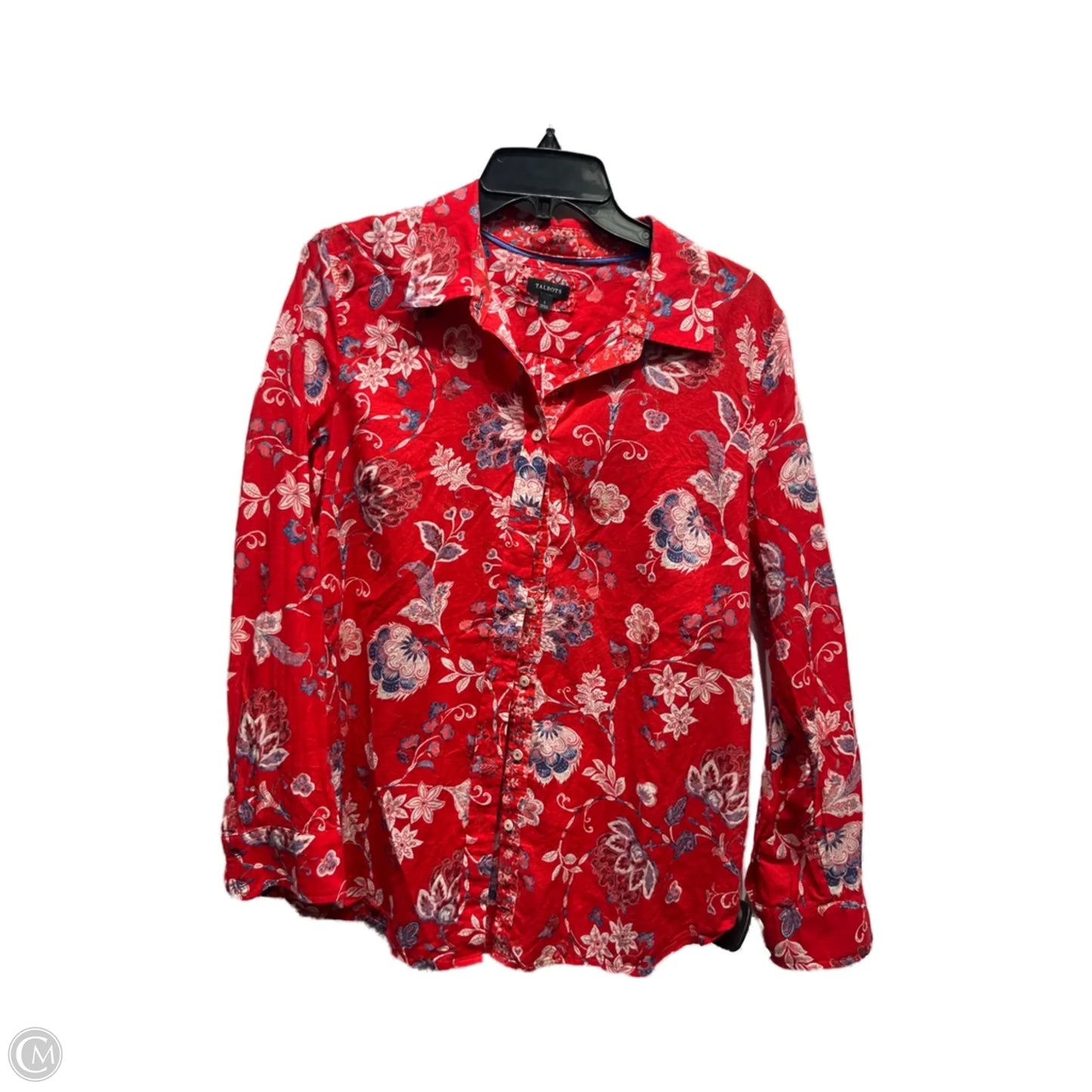 Top Long Sleeve By Talbots In Blue & Red, Size: L