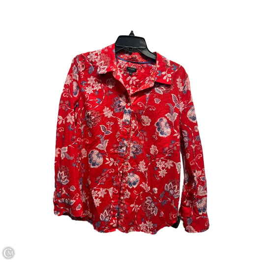 Top Long Sleeve By Talbots In Blue & Red, Size: L