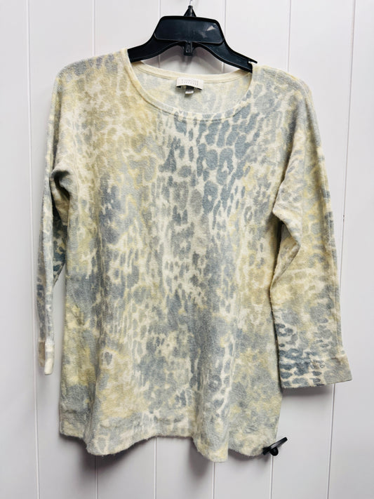Sweater Cashmere By KINROSS In Cream & Grey, Size: L