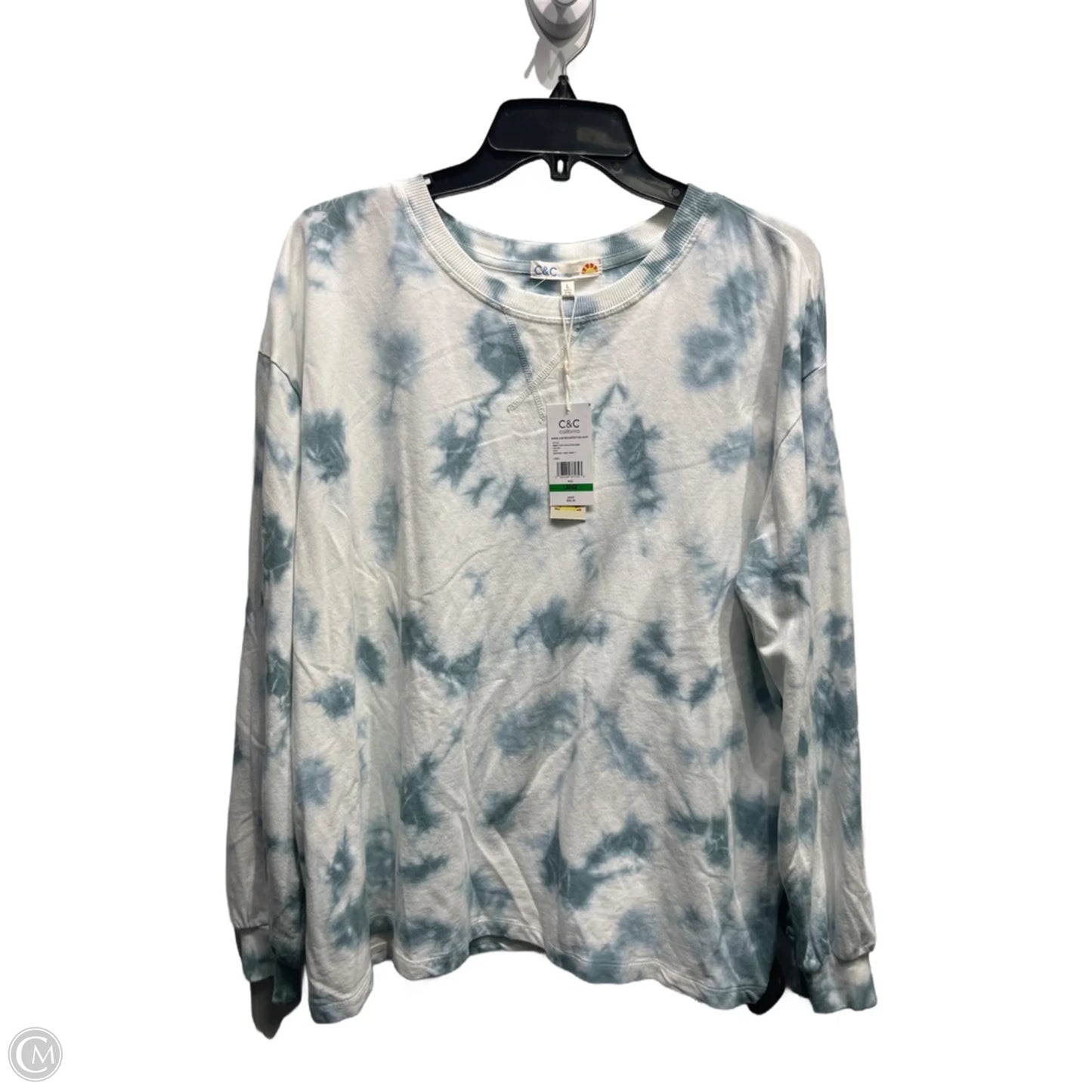 Top Long Sleeve By C And C In Blue & White, Size: L