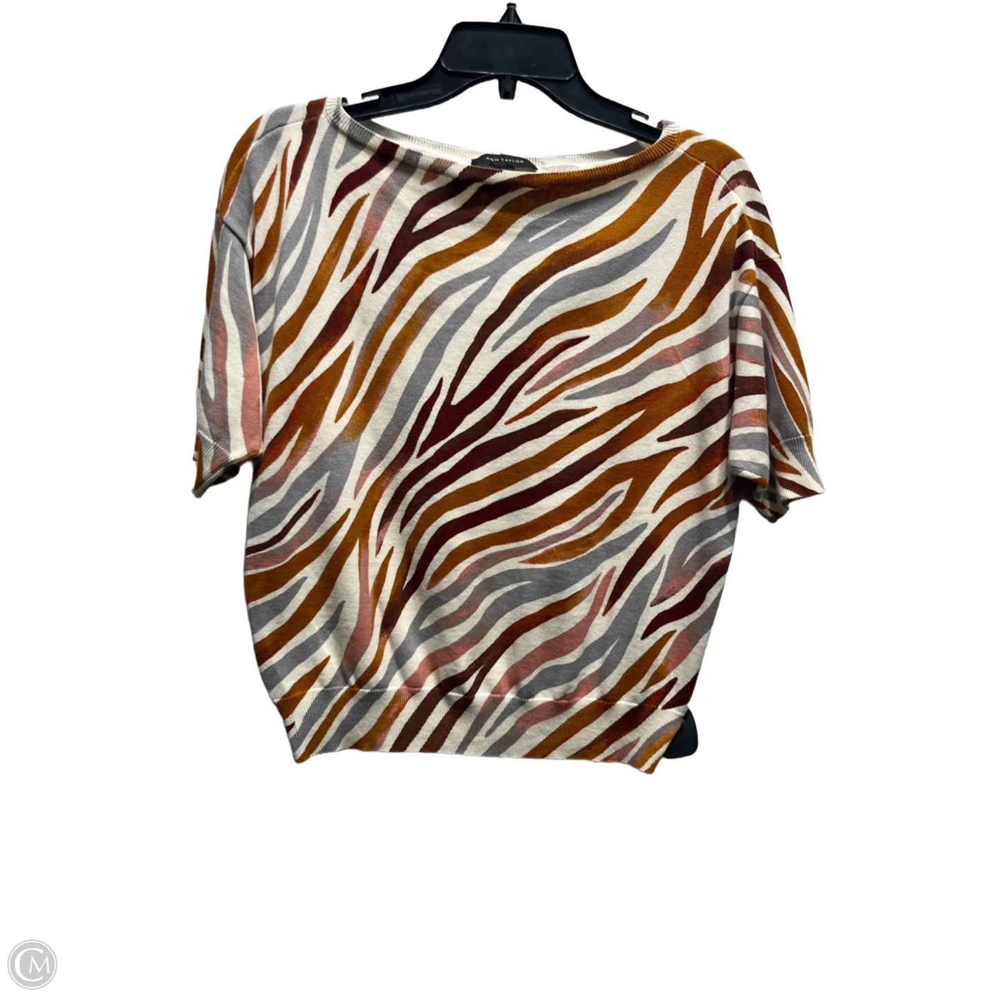 Top Short Sleeve By Ann Taylor In Grey & Tan, Size: Xs