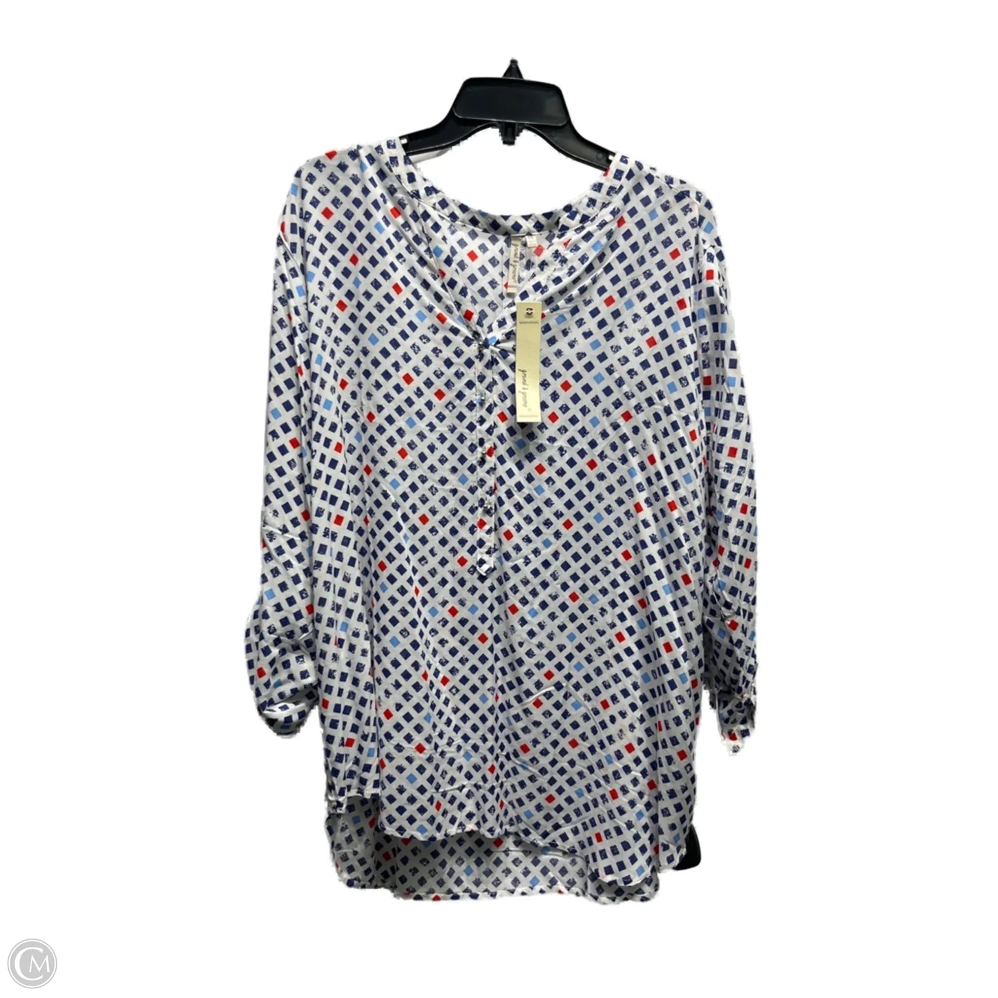 Top Long Sleeve By Grand And Greene In Blue & Red, Size: Xl