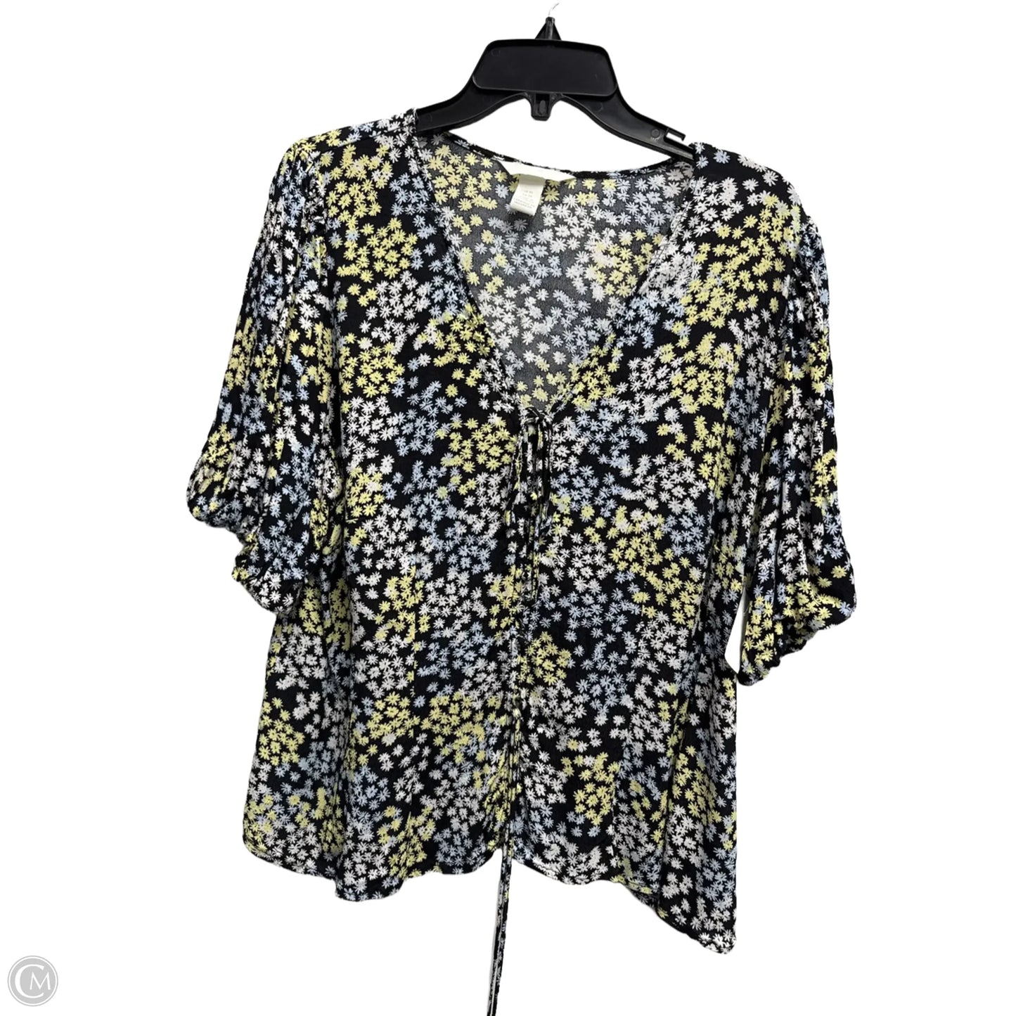 Top Short Sleeve By H&m In Black & Yellow, Size: Xl