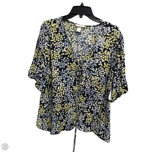 Top Short Sleeve By H&m In Black & Yellow, Size: Xl