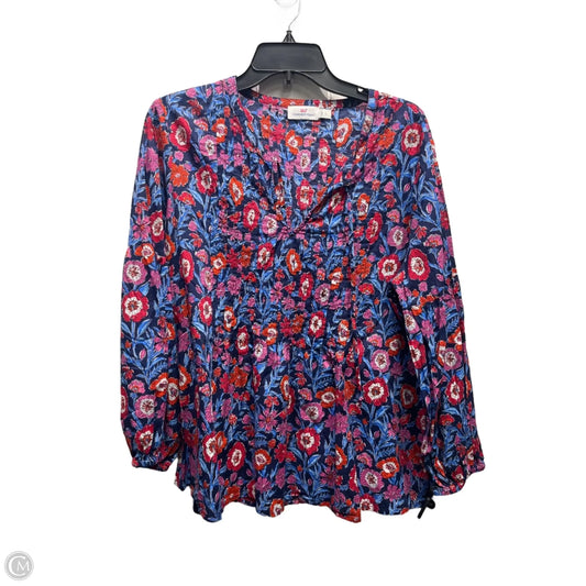 Top Long Sleeve By Vineyard Vines In Blue & Pink, Size: L