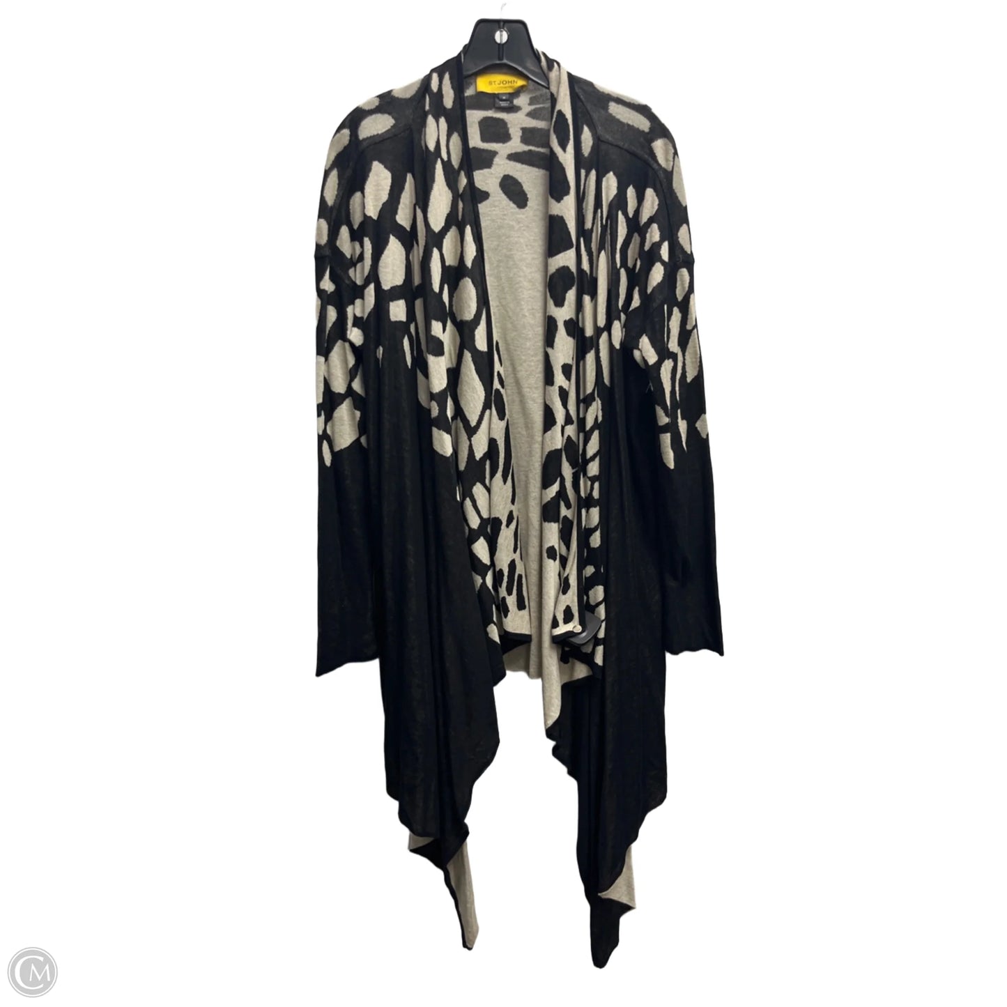 Sweater Cardigan Luxury Designer By St John Collection In Black & Tan, Size: M