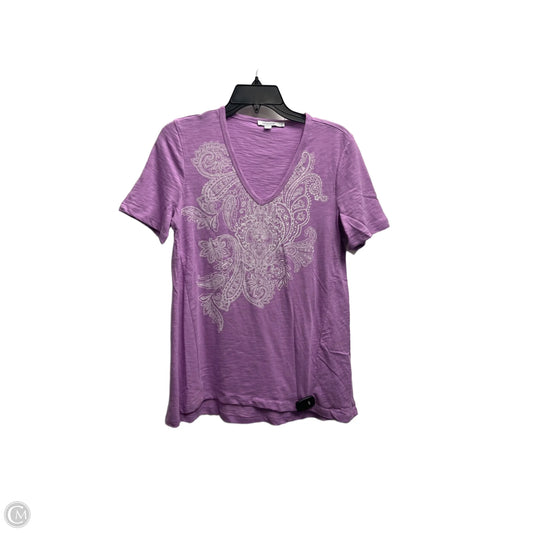 Top Short Sleeve By Chicos In Purple & White, Size: S