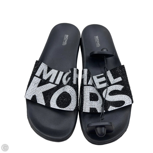 Sandals Flats By Michael By Michael Kors In Black & White, Size: 9