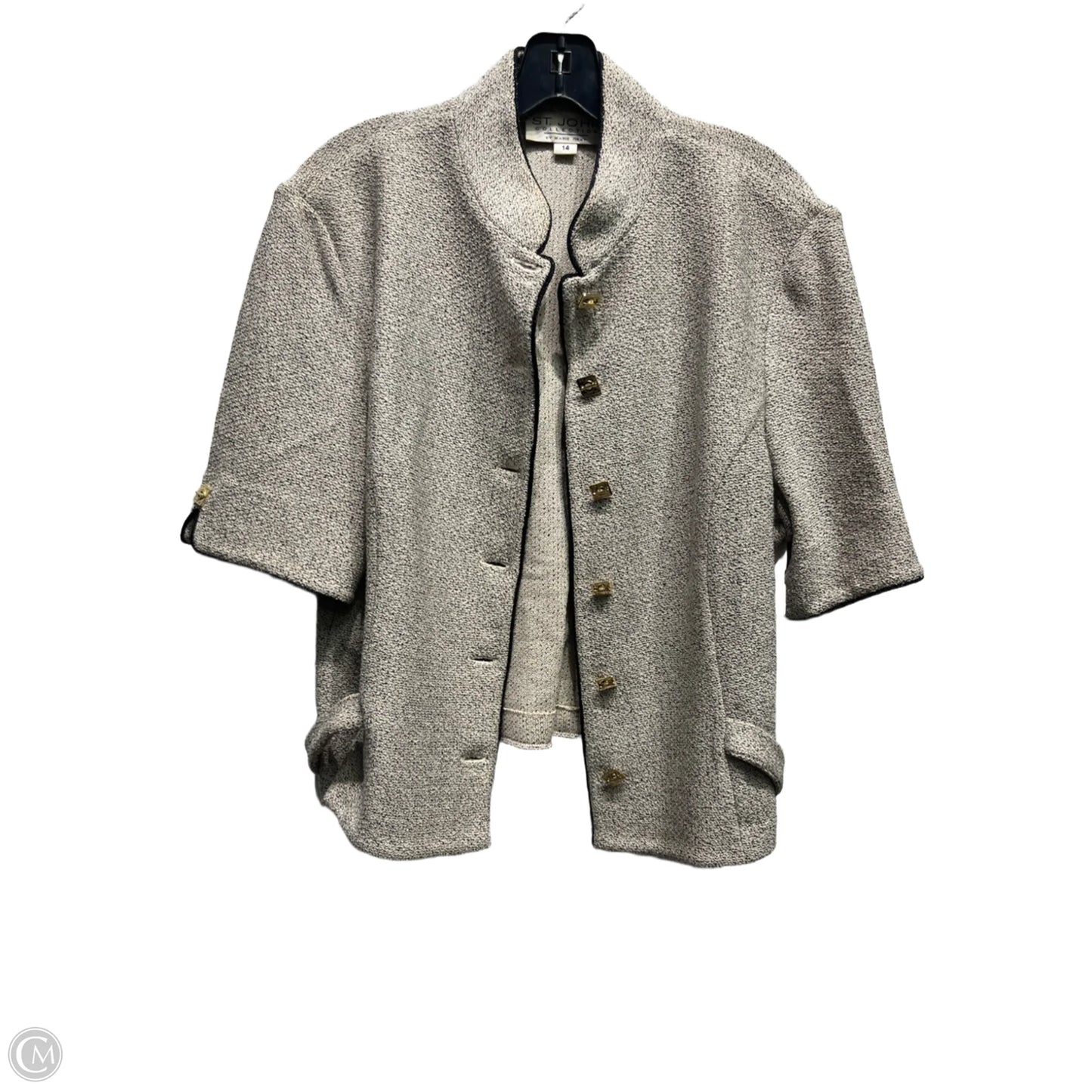 Jacket Designer By St John Collection In Black & Tan, Size: 14