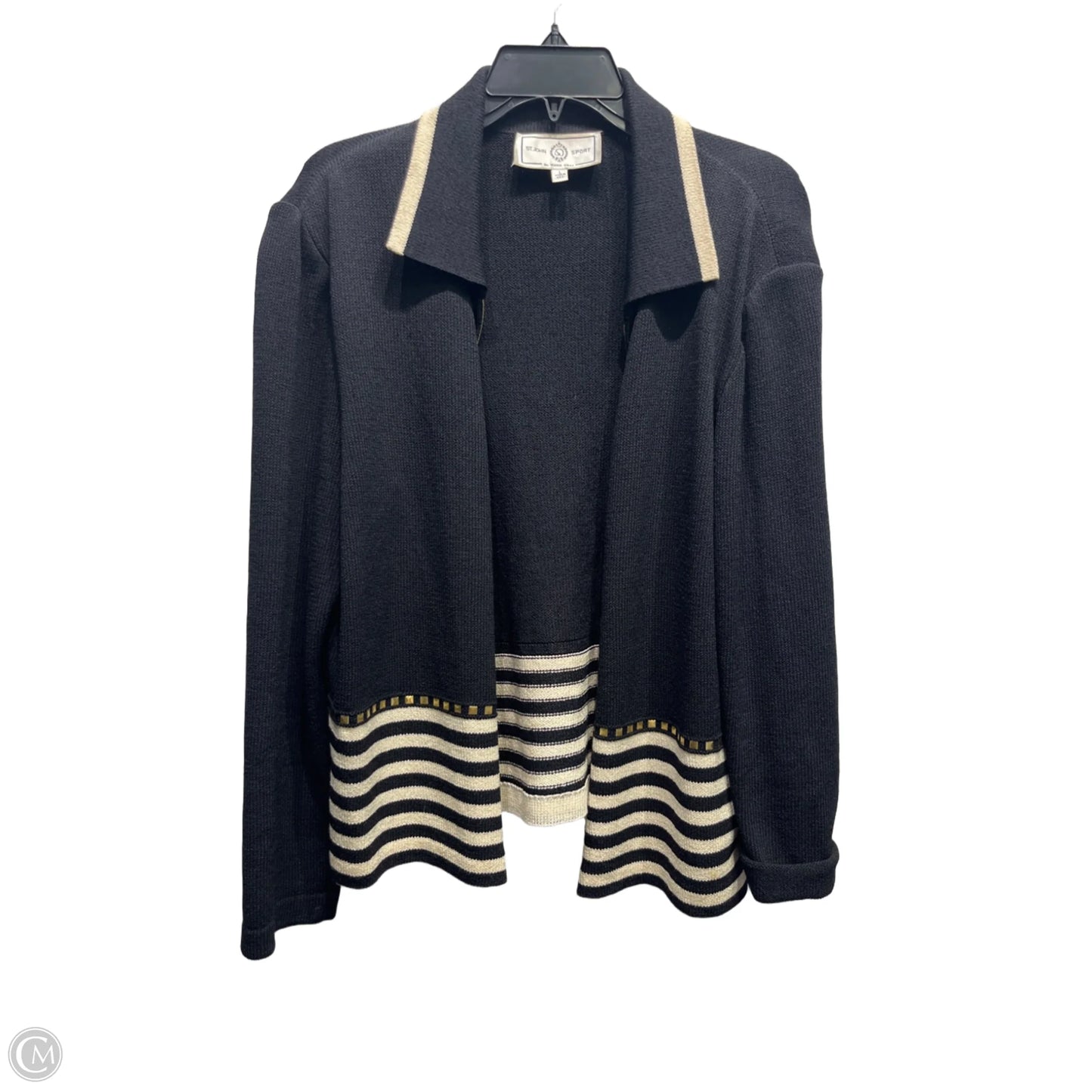 Jacket Designer By St John Collection In Black & Cream, Size: L