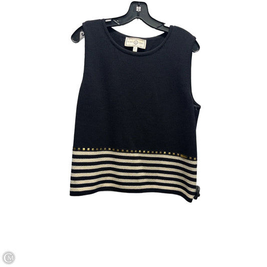 Top Sleeveless Designer By St John Collection In Black & Cream, Size: L