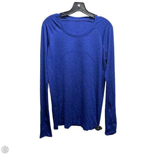 Athletic Top Long Sleeve Collar By Lululemon In Blue, Size: 10