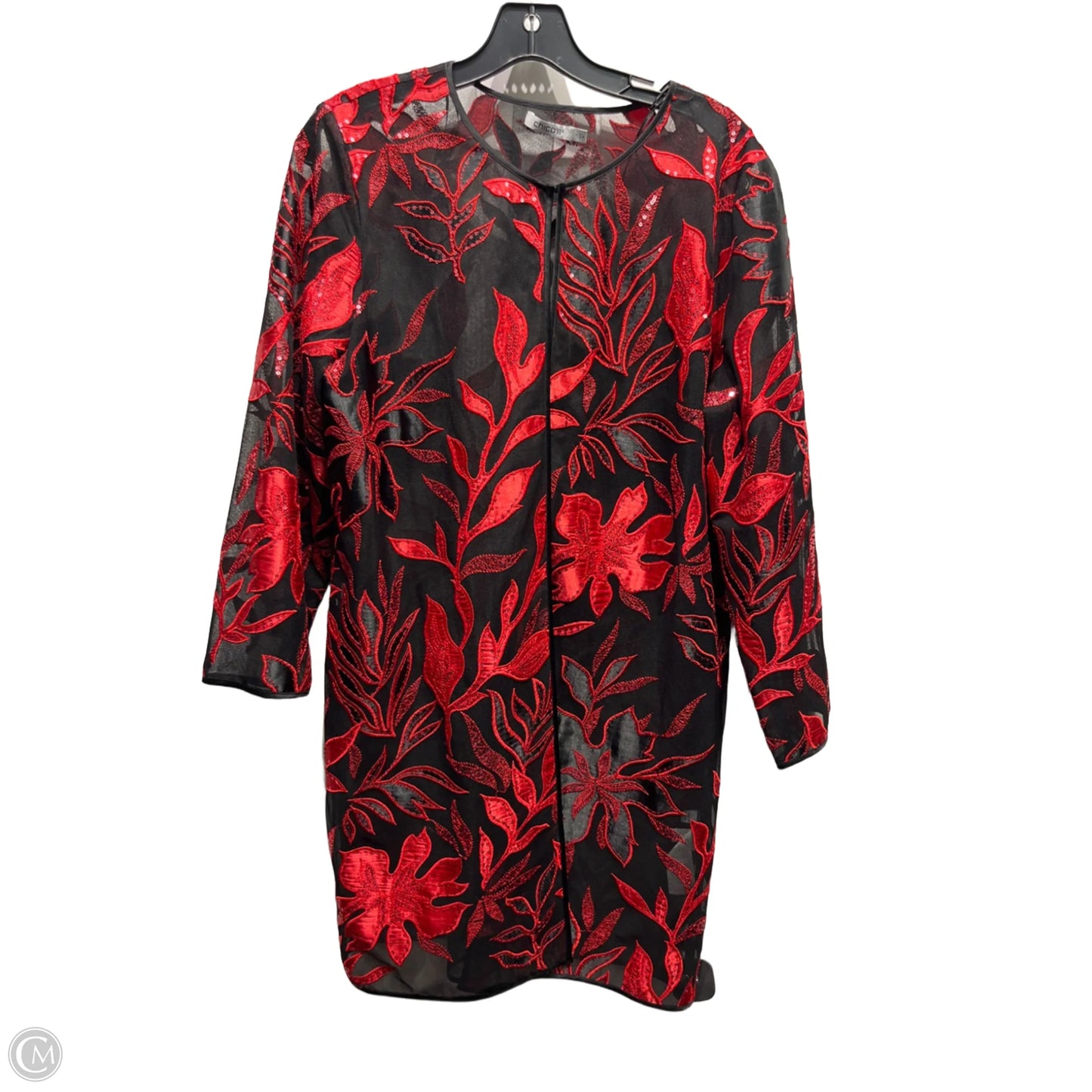 Blazer By Chicos In Black & Red, Size: M