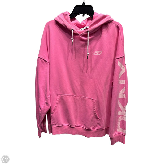 Sweatshirt Hoodie By Dkny In Pink, Size: L