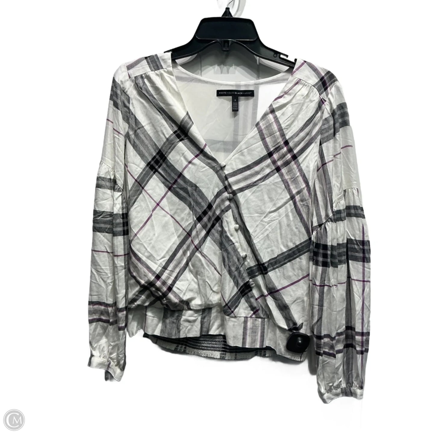 Top Long Sleeve By White House Black Market In Purple & White, Size: S