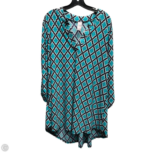 Top Long Sleeve By pink coconut  In Blue & White, Size: 2x