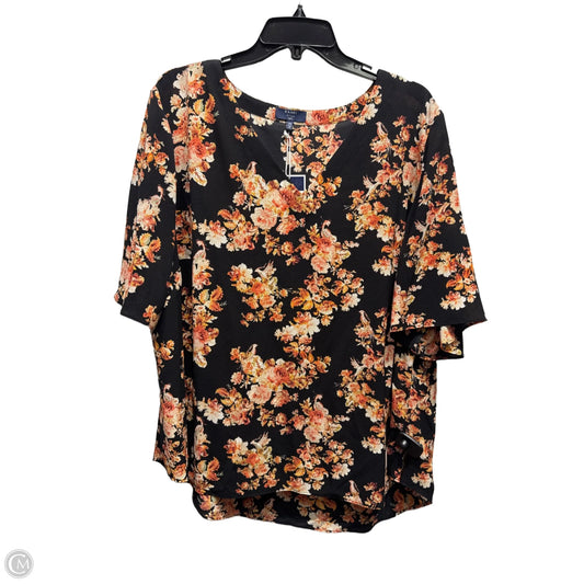 Top Short Sleeve By Kaari Blue In Black & Orange, Size: 3x