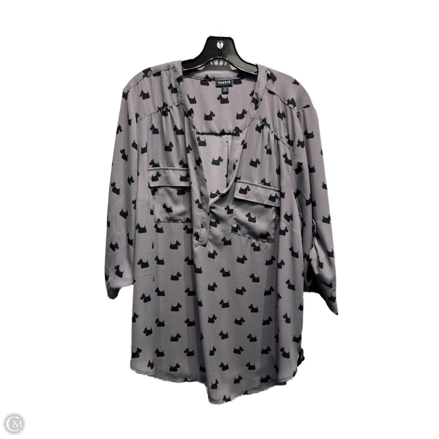Top Long Sleeve By Torrid In Grey & Red, Size: 2x