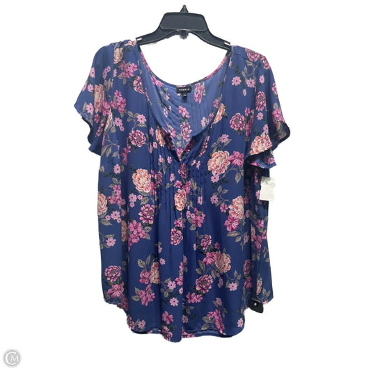 Top Short Sleeve By Torrid In Blue & Pink, Size: 1x
