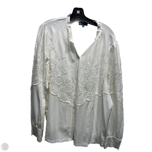 Top Long Sleeve By Democracy In White, Size: 2x