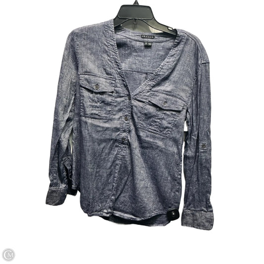 Top Long Sleeve By Theory In Navy, Size: S