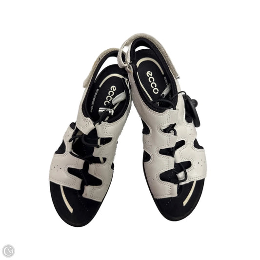 Sandals Flats By Ecco In Black & White, Size: 7.5