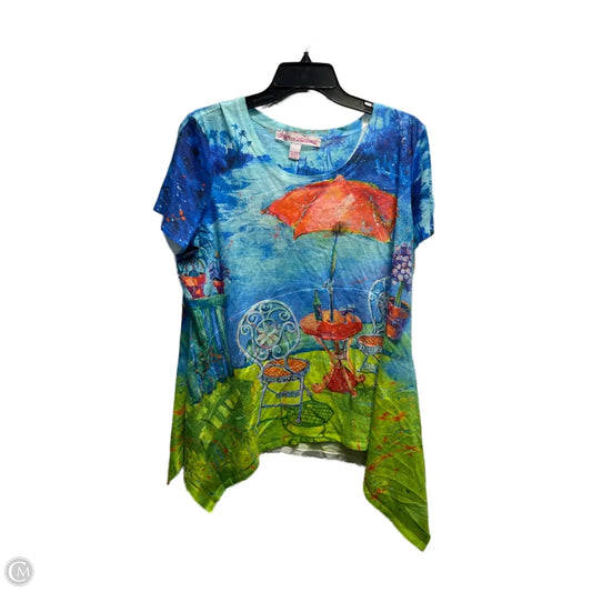 Top Short Sleeve By Leoma Lovegrove In Blue & Orange, Size: L