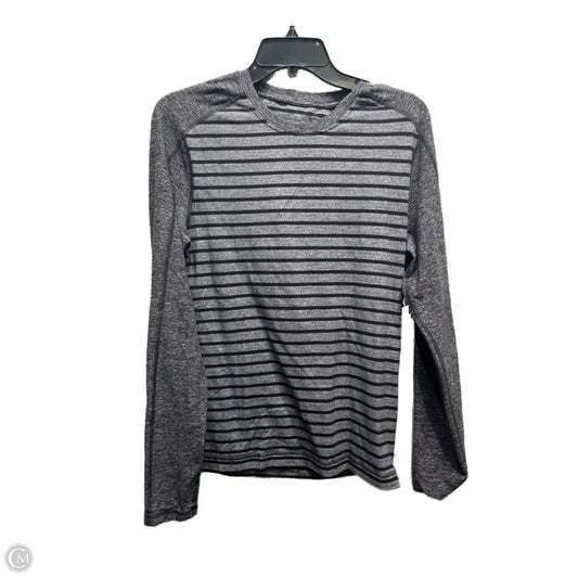 Athletic Top Long Sleeve Collar By Lululemon In Black & Grey, Size: S