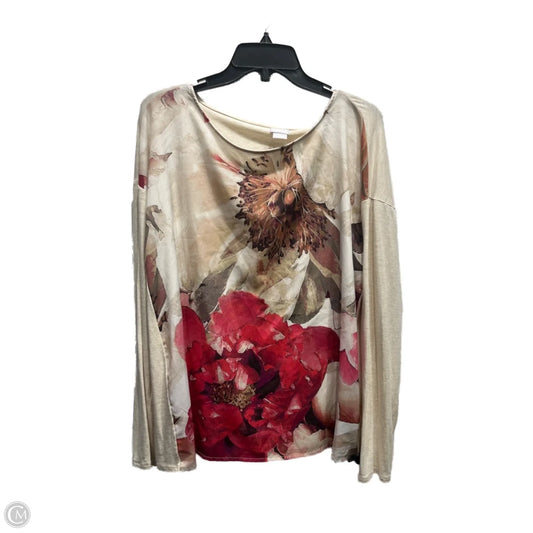 Top Long Sleeve By Chicos In Cream & Red, Size: L