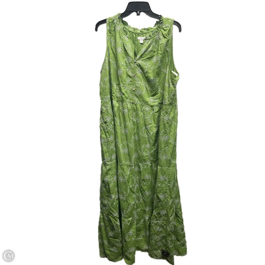 Dress Casual Maxi By J. Jill In Green & White, Size: 2x