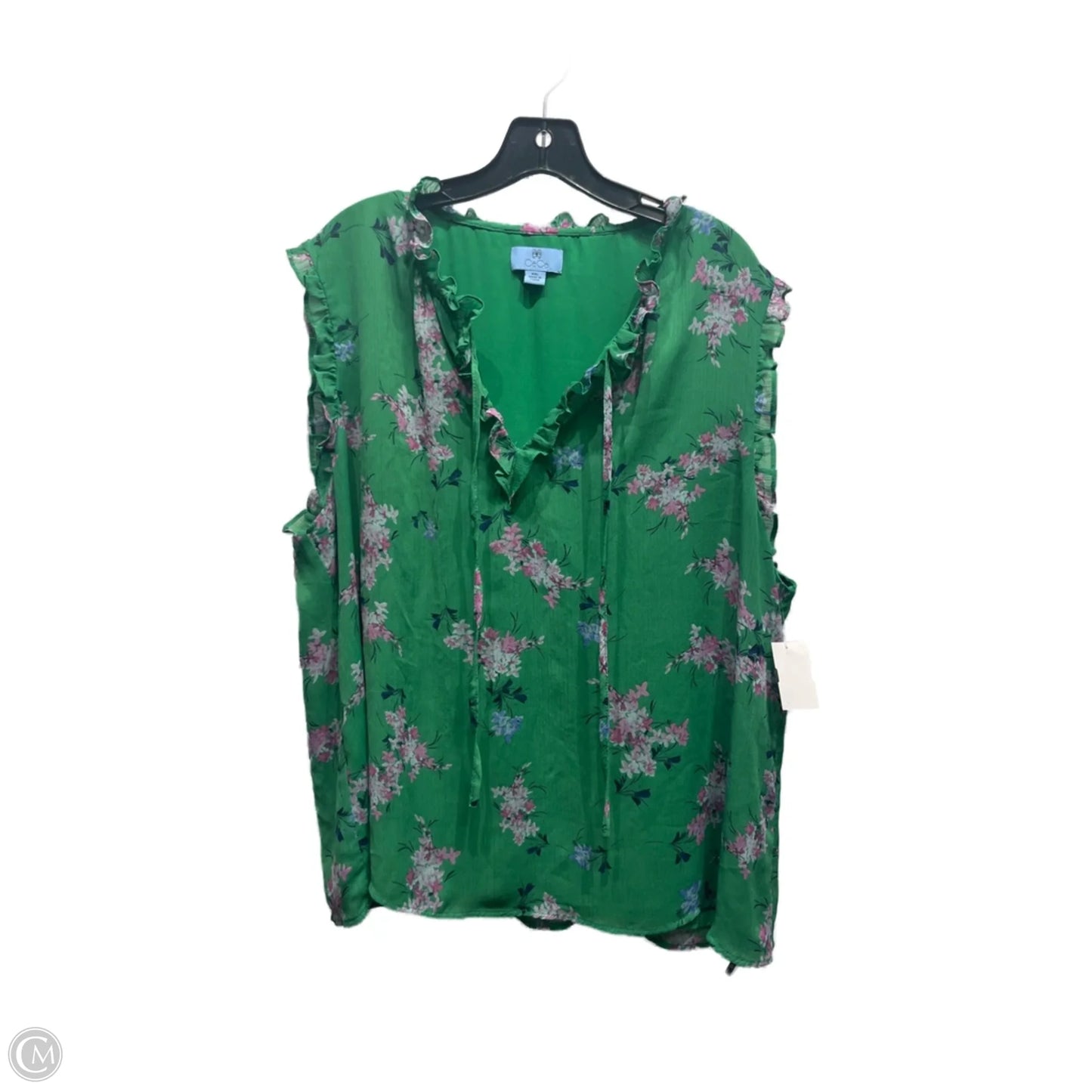 Top Short Sleeve By Cece In Green & Purple, Size: Xl